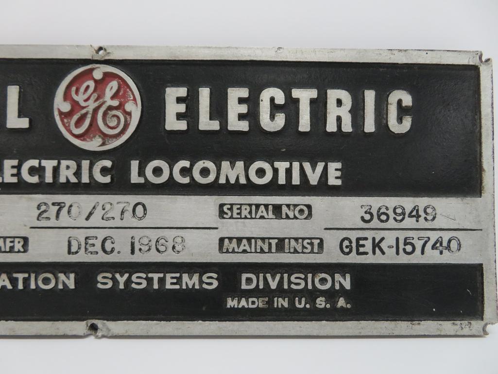 General Electric Diesel Electric Locomotive metal sign, 14" x 5"