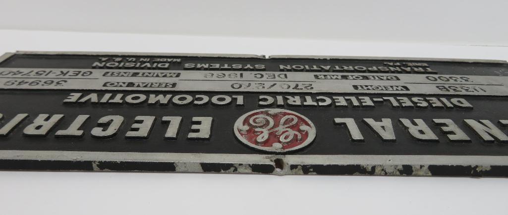 General Electric Diesel Electric Locomotive metal sign, 14" x 5"