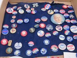 Political pins, over 70 pieces