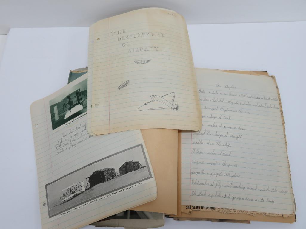 Military books, yearbooks and scrapbook from pilot in photo and uniform