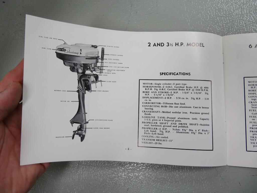 West Bend Shrimp 3 1/2 Hp outboard Motor with manual