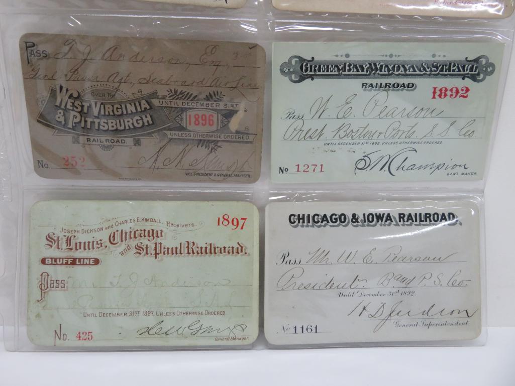 eight Railroad passes, 1800's, 4"