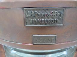 JH Peters & Bey, Hamburgh, 43440, copper navigational lantern