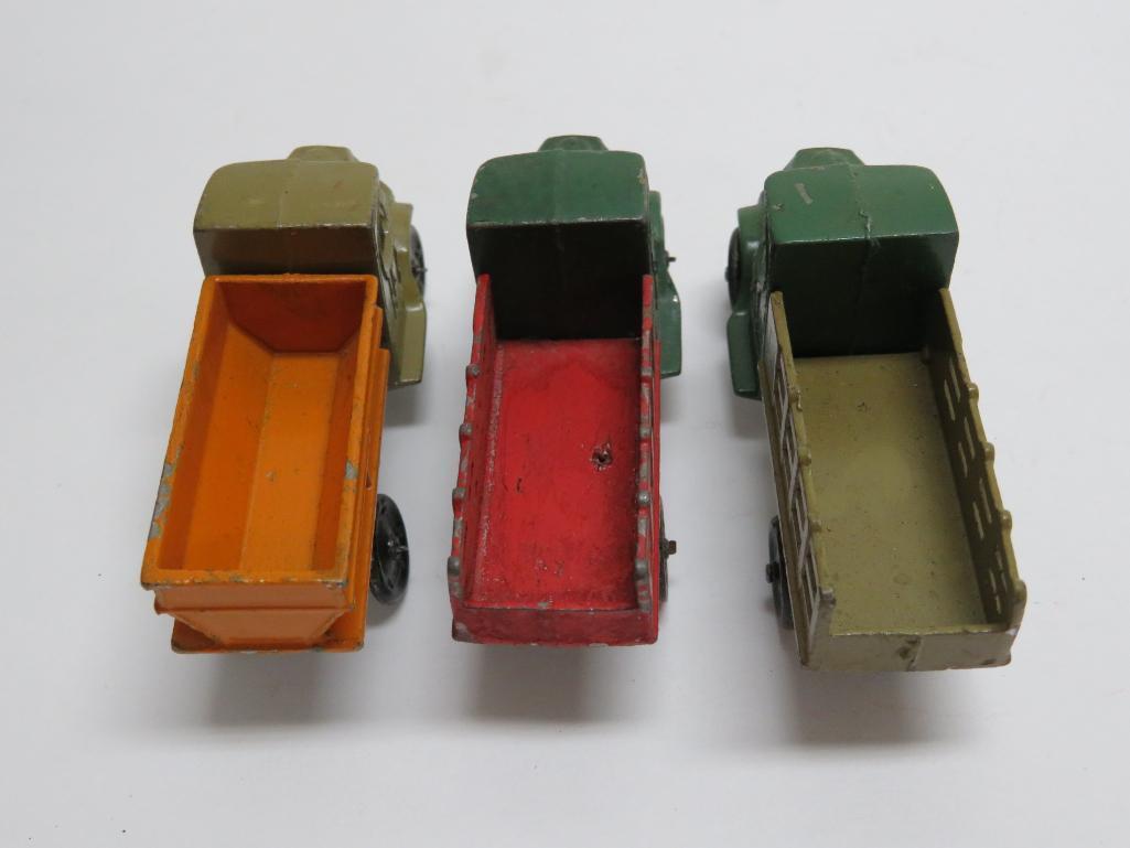 Three metal Tootsie Toy Mack C Cab Trucks, 3 1/4"