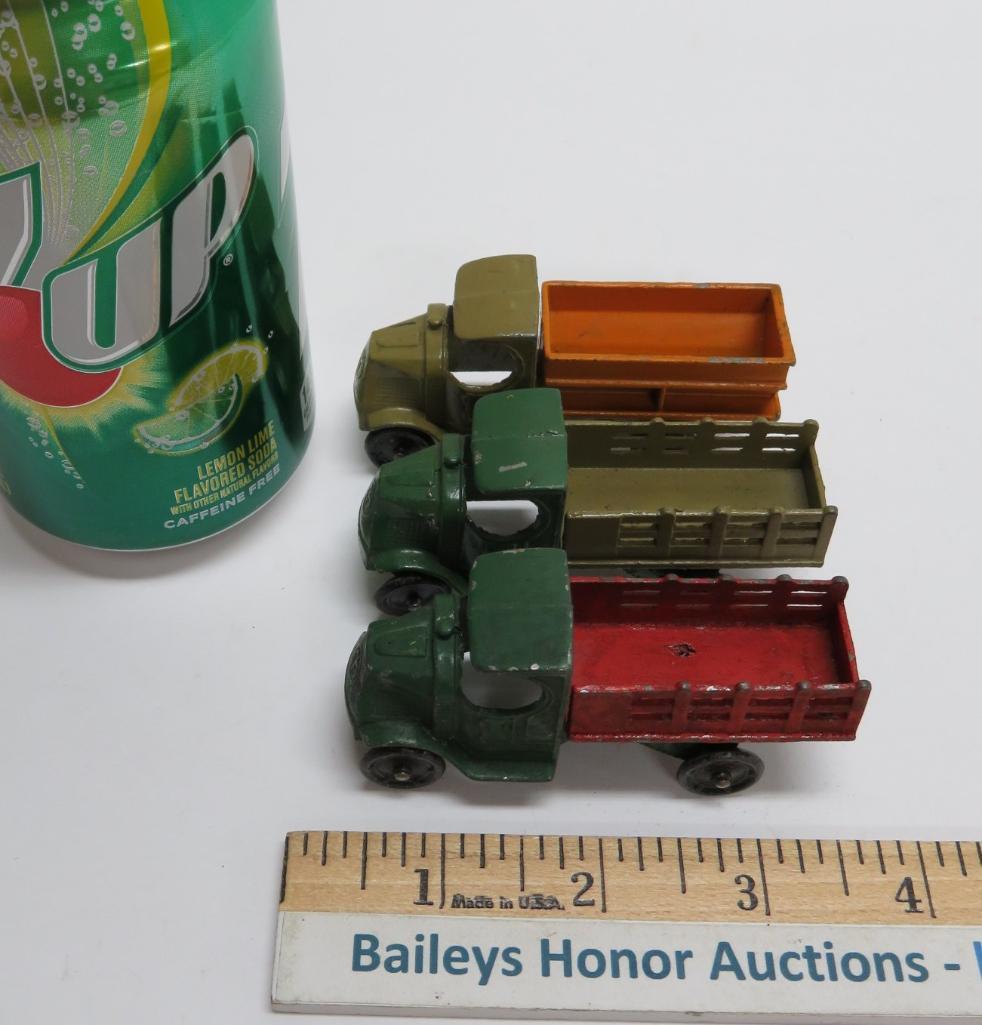 Three metal Tootsie Toy Mack C Cab Trucks, 3 1/4"