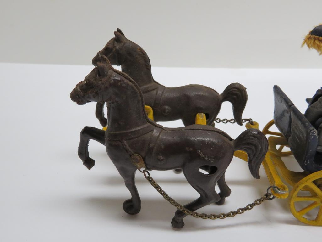 Vintage Stanley Cast Surrey, two horse, two people, 11 1/2"