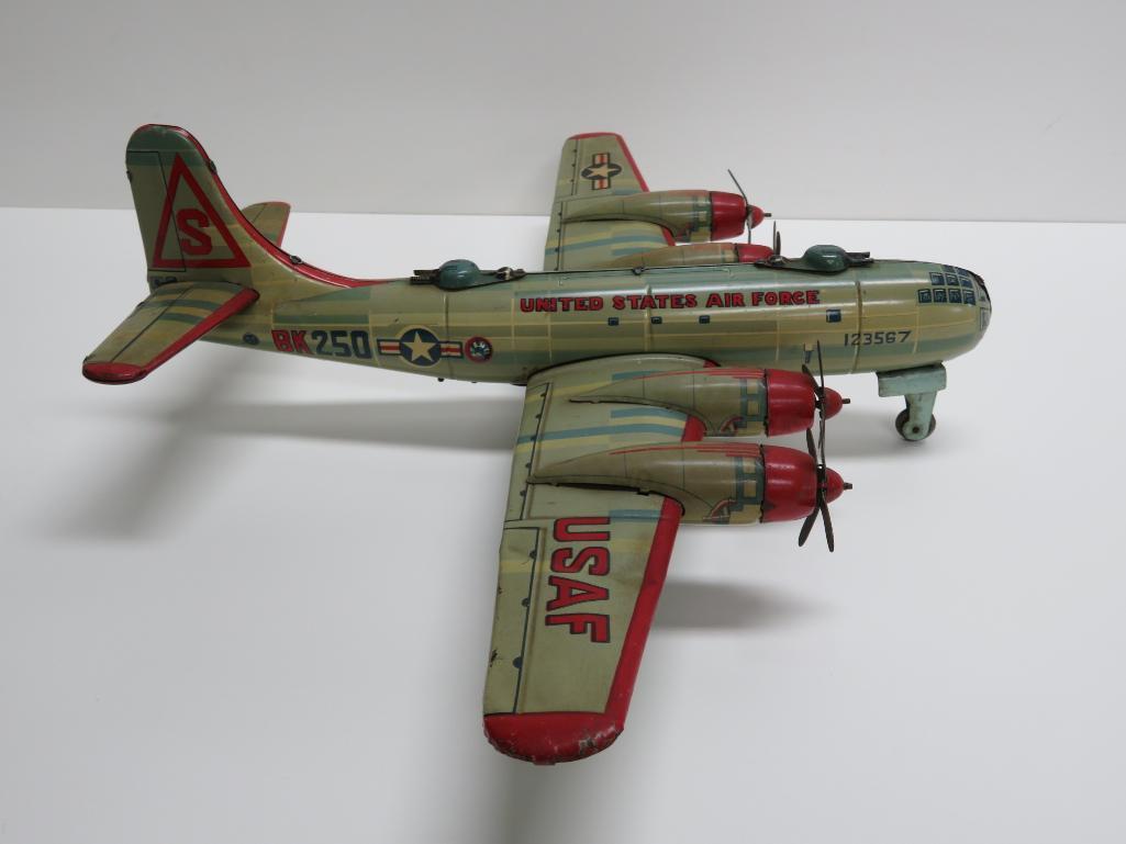 Tin Litho plane, 19" wing span, 14", United States Air Force