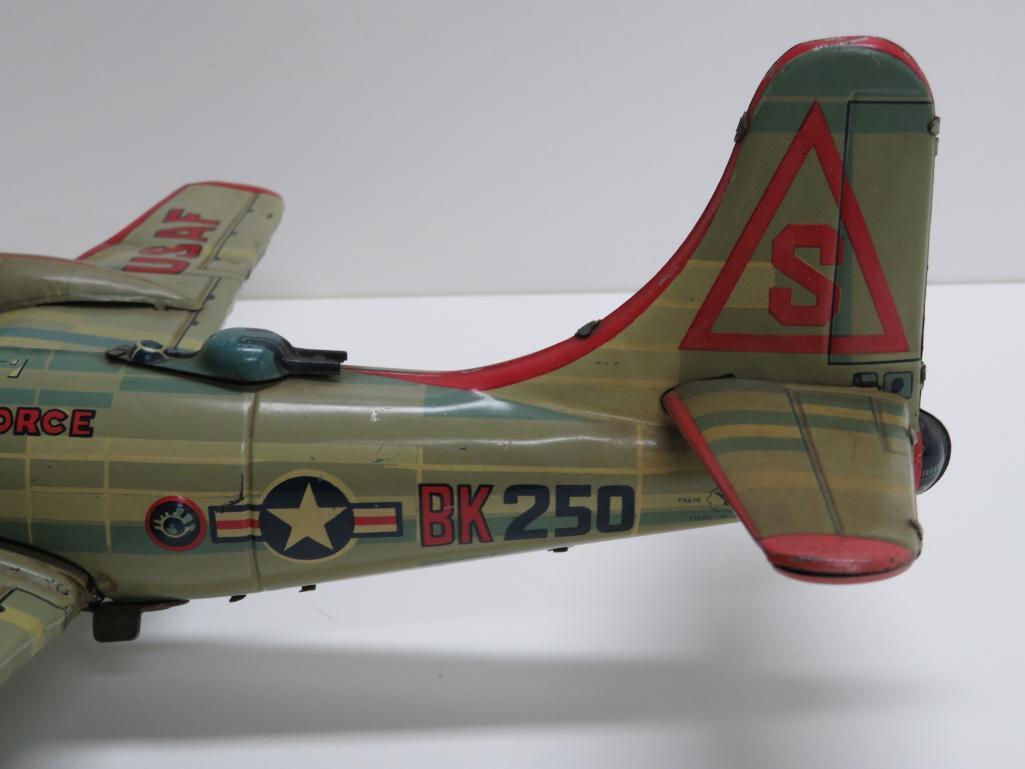 Tin Litho plane, 19" wing span, 14", United States Air Force