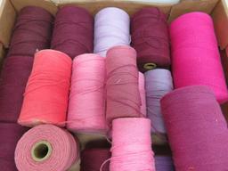 28 spools of warp, pinks-purples and burgandy, 4" and 6" spools