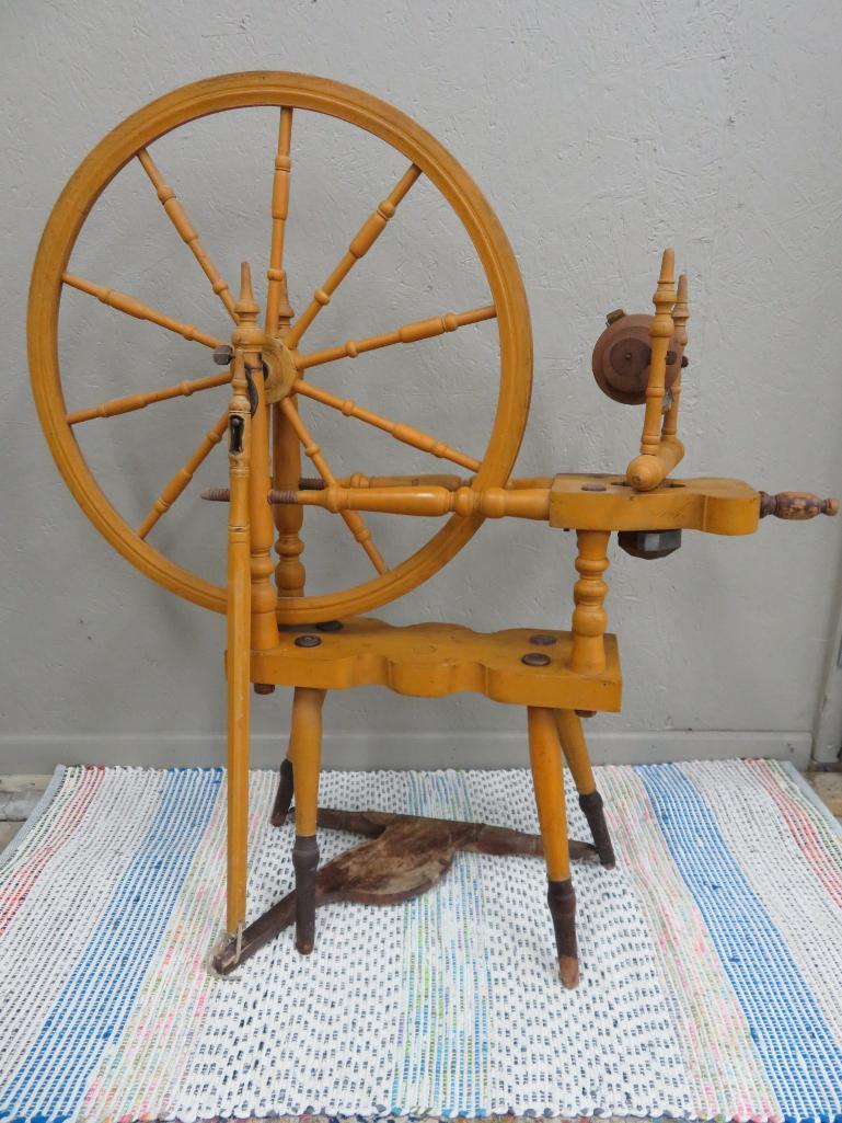 Swedish Spinning Wheel, Rockford Illinois, 40" tall and 24" diameter wheel