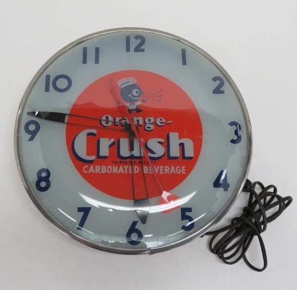 Crushy Orange Crush clock, 15" diameter