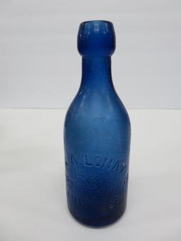 Cobalt JA Lomax Chicago Hutch bottle, 7"