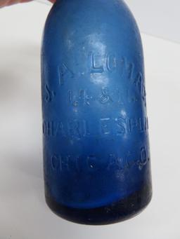 Cobalt JA Lomax Chicago Hutch bottle, 7"