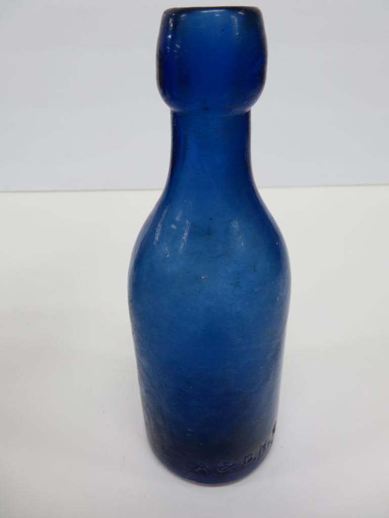 Cobalt JA Lomax Chicago Hutch bottle, 7"