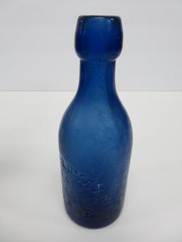 Cobalt JA Lomax Chicago Hutch bottle, 7"