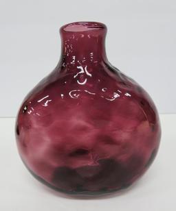 Amethyst colored open pontil flask, 5 3/4". rolled rim