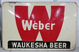 Metal Weber Waukesha Beer sign, 4' x 6'