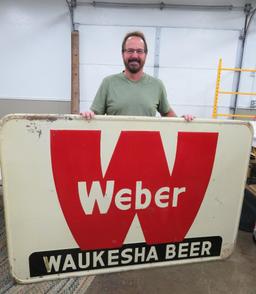 Metal Weber Waukesha Beer sign, 4' x 6'