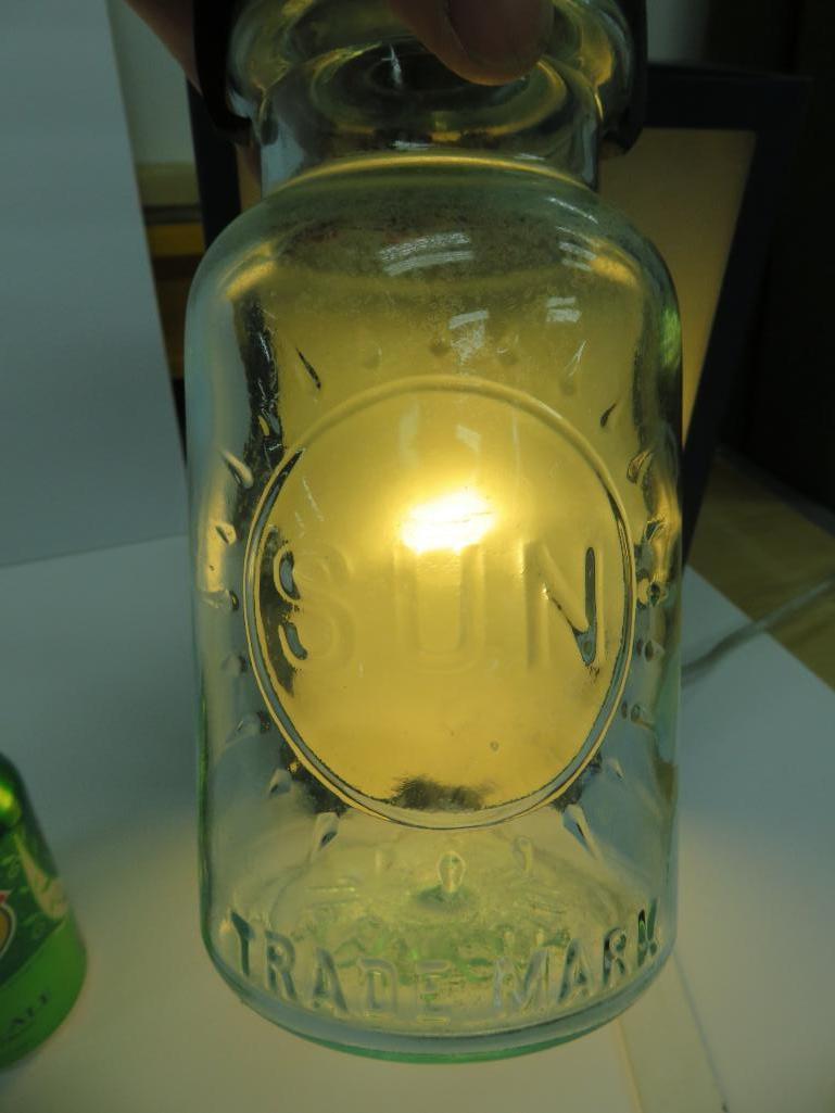 Sun aqua Canning Jar with metal closure, quart