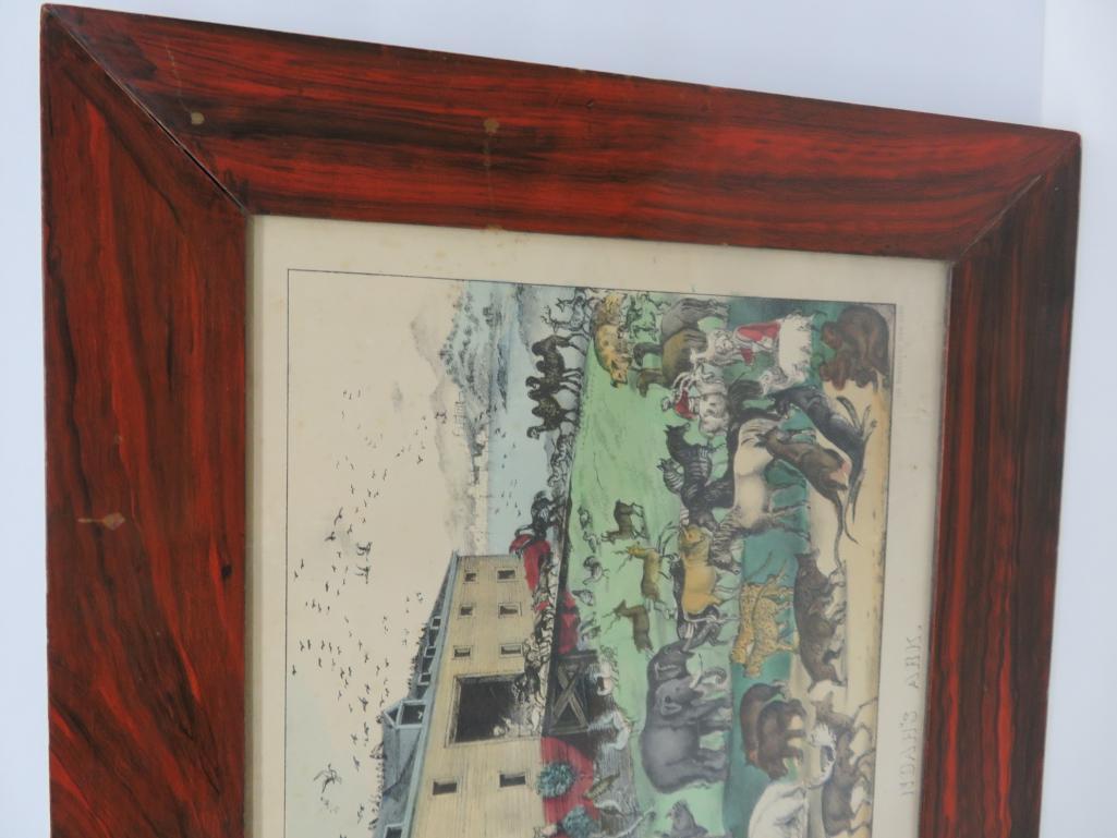 Currier and Ives framed print, Noah's Ark, 17 1/2" x 13 1/2"