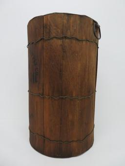 Wooden Auto Oil can, 21" tall and 13" diameter