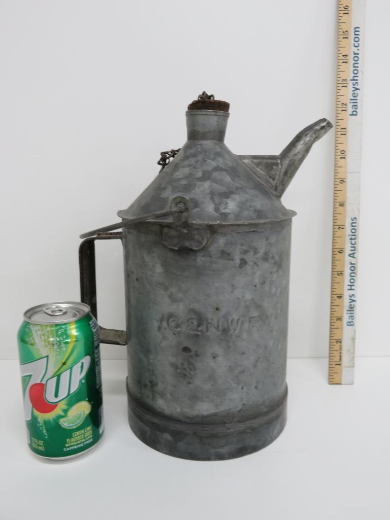 C & NW Railway oil can, 12"