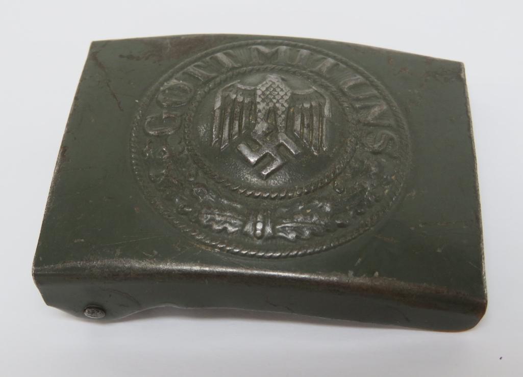 German military belt buckle, WWII, Got Mit Uns, 2 1/2", original green