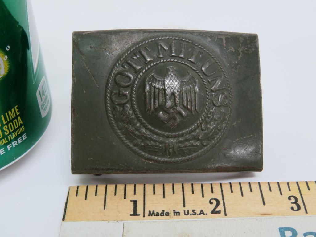 German military belt buckle, WWII, Got Mit Uns, 2 1/2", original green