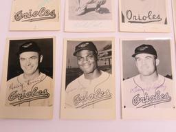 Seven 1950's real photo postcards, Baltimore Orioles, autographed