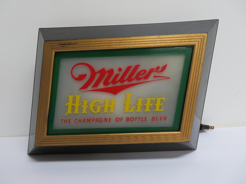 Miller High Life light, 12" x 9", works