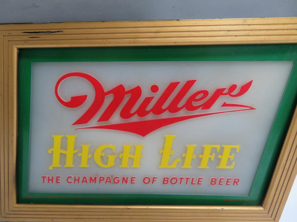 Miller High Life light, 12" x 9", works