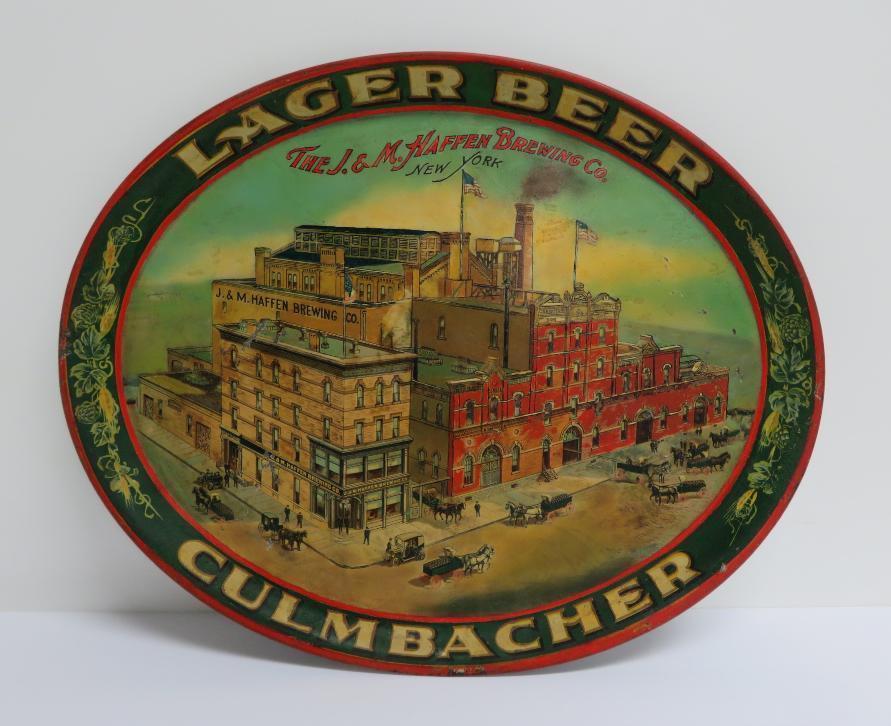 Lager Beer JM Haffen Brewing Co beer tray, 16", New York