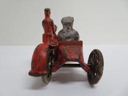 Cast Iron motorcycle with side car, COP, 4"