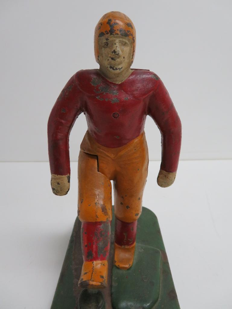 Cast Iron Woolsey Mechanical Football Player, Kicker 21, 7 1/2", c 1930's