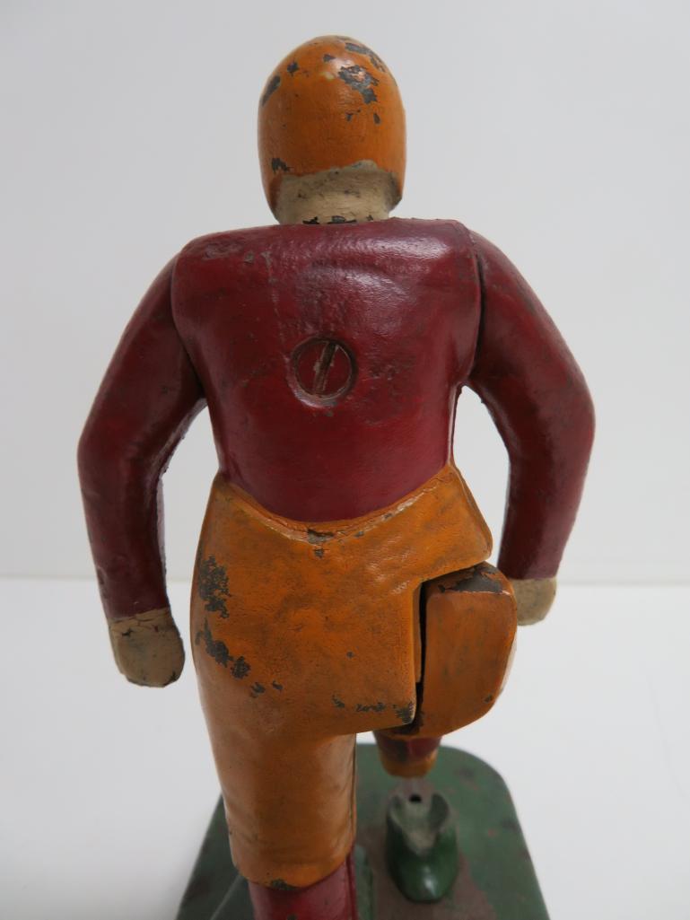 Cast Iron Woolsey Mechanical Football Player, Kicker 21, 7 1/2", c 1930's