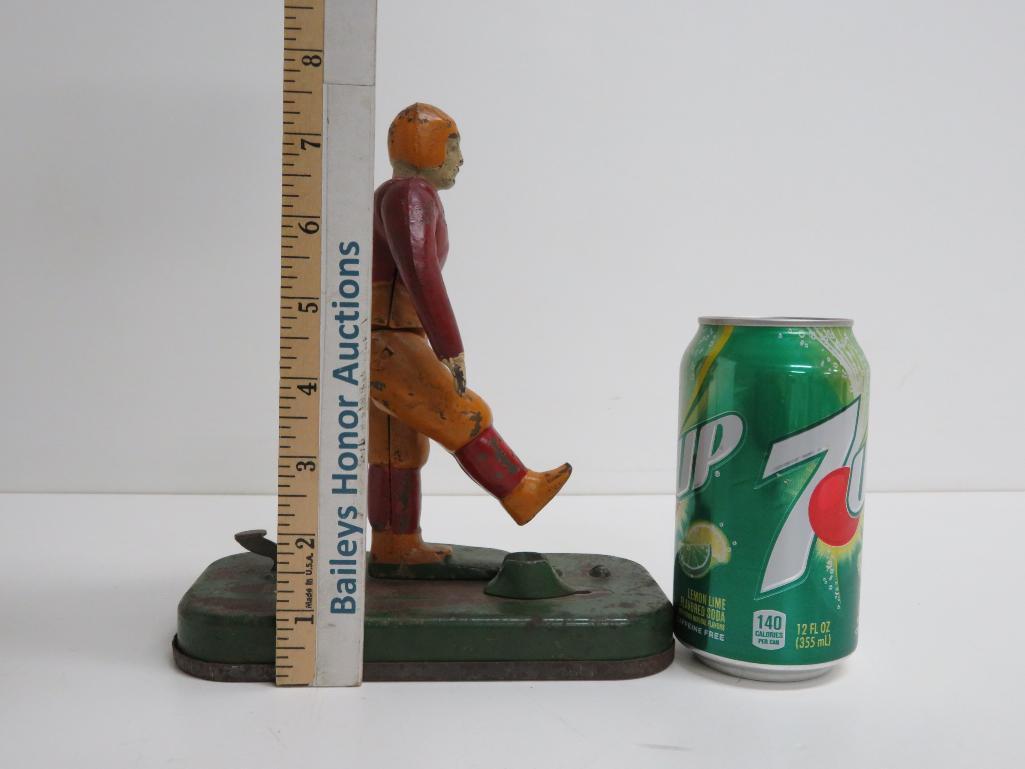 Cast Iron Woolsey Mechanical Football Player, Kicker 21, 7 1/2", c 1930's