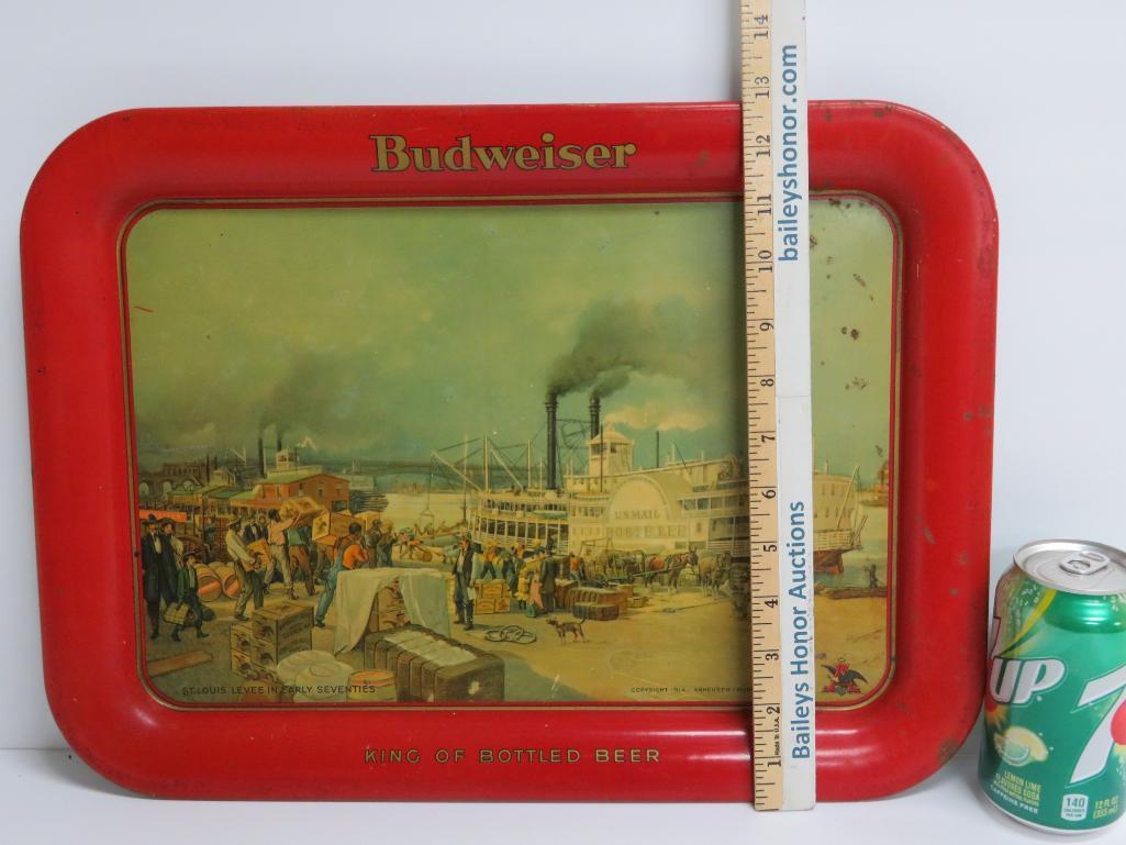 1914 Budweiser Beer Tray, US Mail Robt E Lee Boat, 17 1/2" x 12 3/4"