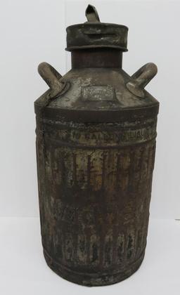 10 gallon Wadham's oil can, Ellisco, 26" tall