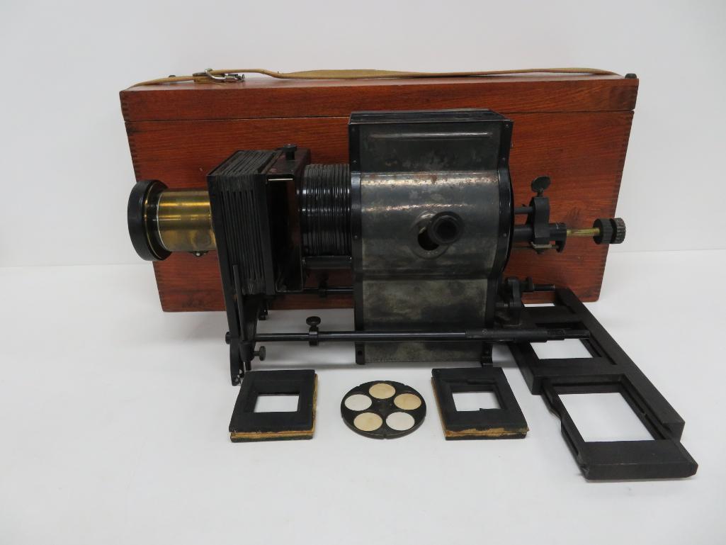 Bausch & Lomb Carbon Arc Projector in mahogany box, Model C Balopticon