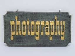 Two sided wooden Photography sign, 21 3/4" x 11 1/4"