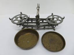 Cast iron and brass balance scale, 16"