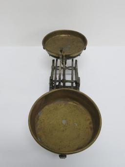 Cast iron and brass balance scale, 16"