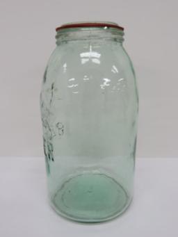 1880 Beaver Glass Quart jar, green, 9"