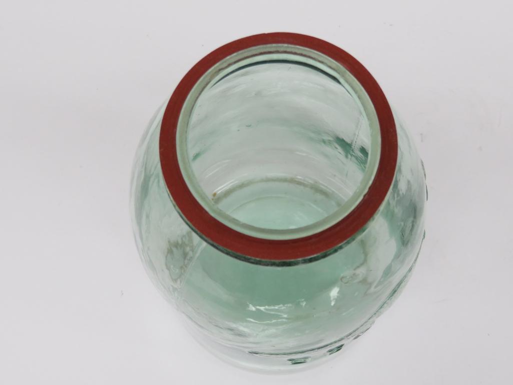 1880 Beaver Glass Quart jar, green, 9"