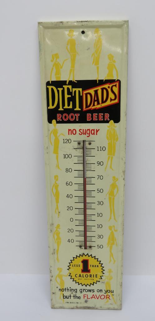 Diet Dad's Root Beer Thermometer, woman silhouette design, 27"