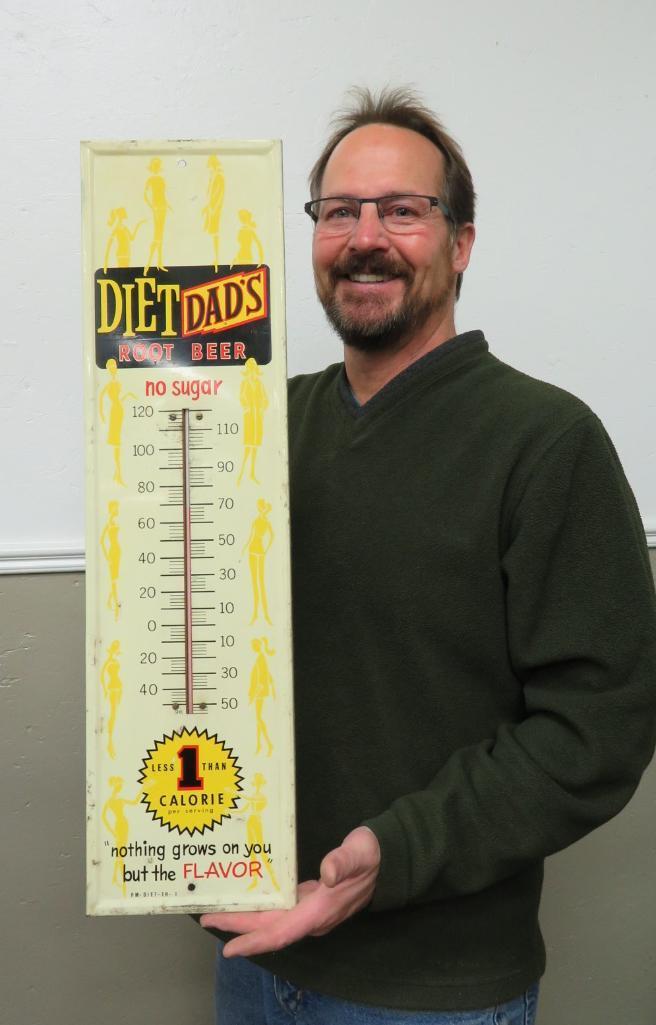 Diet Dad's Root Beer Thermometer, woman silhouette design, 27"