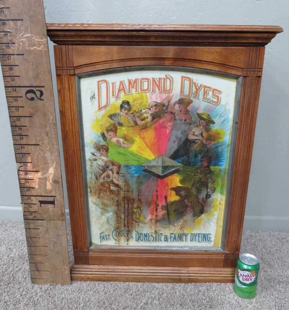 Diamond Die Cabinet, tin front, with original packets inside,oak