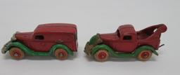 Two very nice arcade trucks, nickel plated grille, delivery truck and wrecker