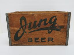 Jung Beer, wooden beer crate, 16" x 10"