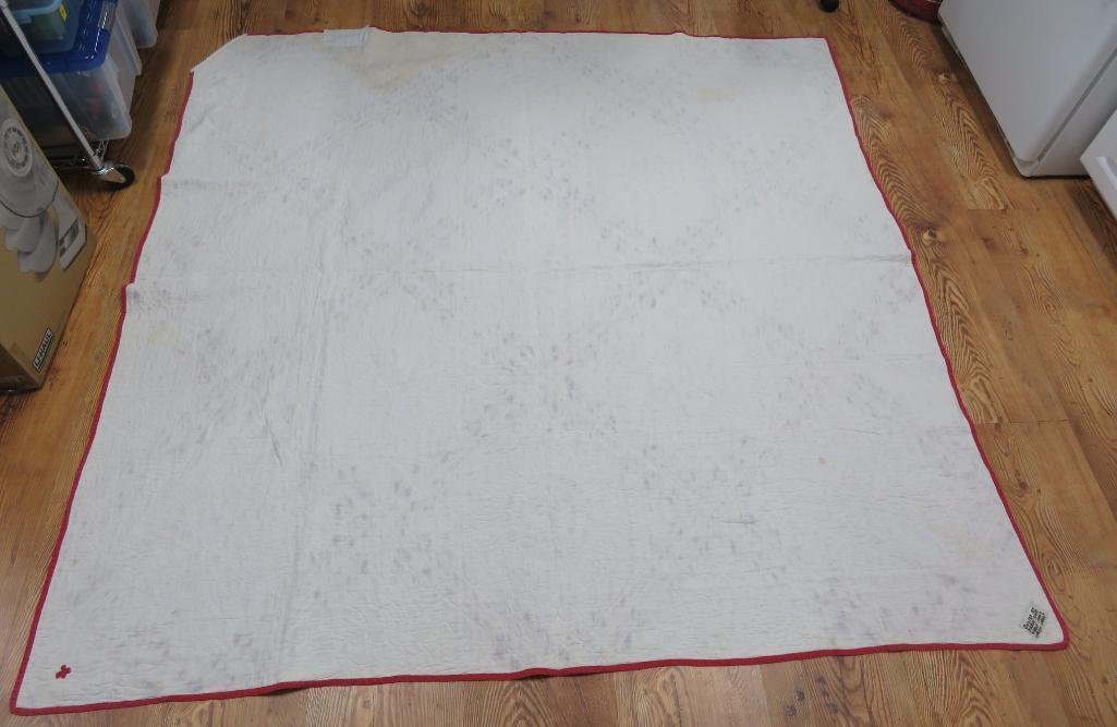 Red and White 1900's Irish Chain quilt, with appraisal